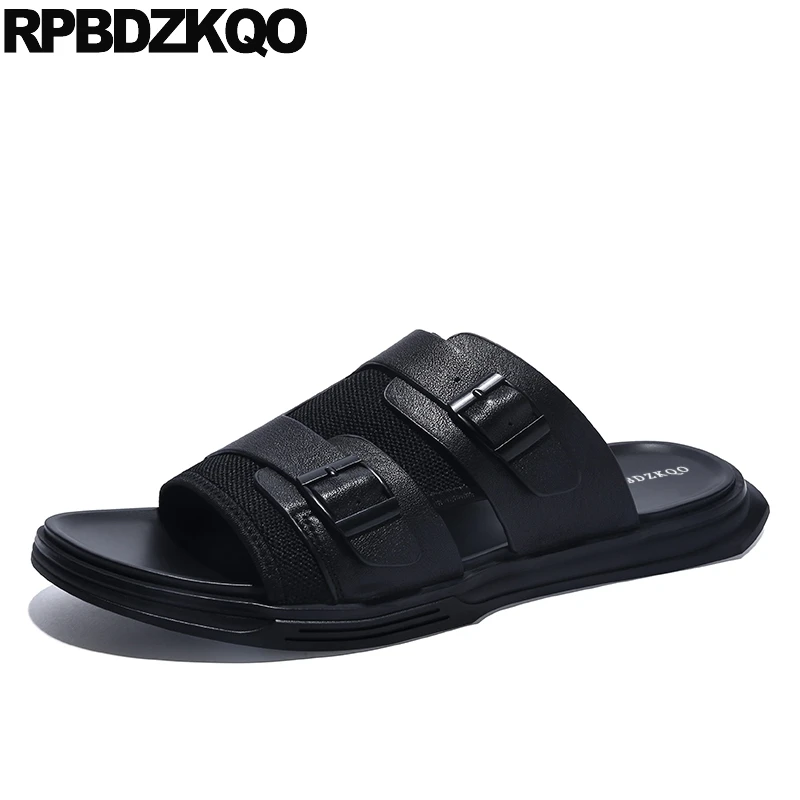 

slippers sandals designer shoes men high quality slides summer platform flat white casual mesh black italian genuine leather