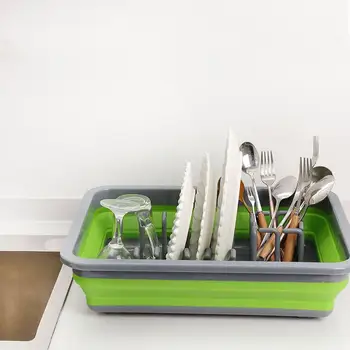 

Foldable Dish Rack Kitchen Storage Holder Drainer Bowl Tableware Plate Portable Drying Rack Home Shelf Dinnerware Organizer