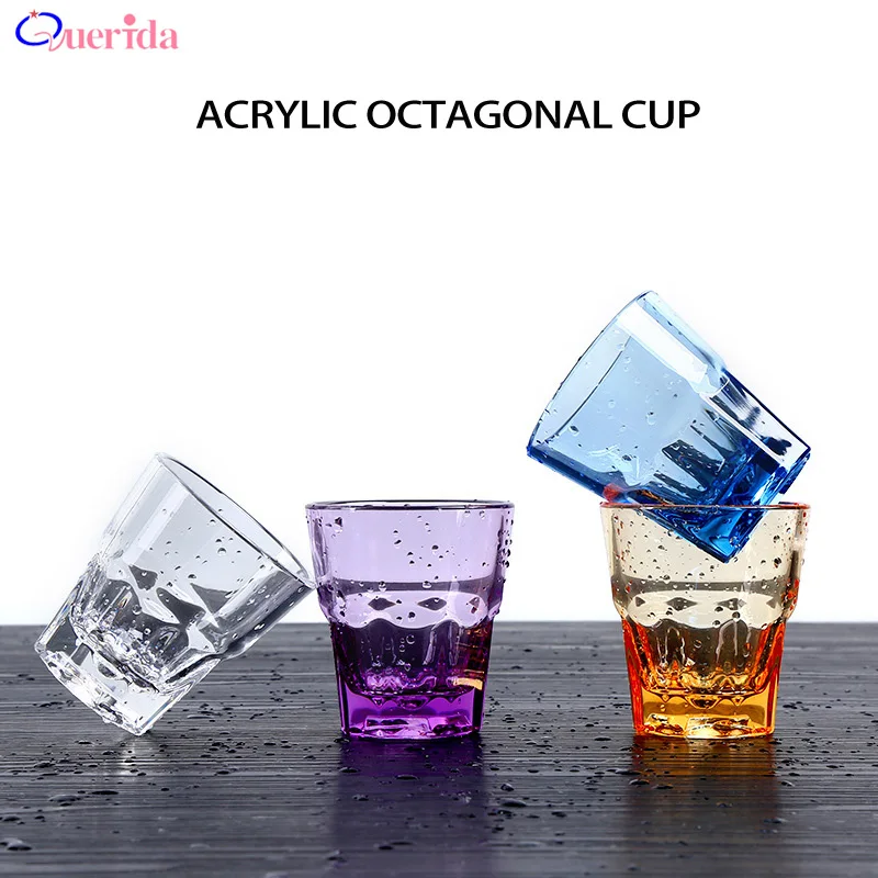 

5 pcs Acrylic Octagonal Bier Cup Transparent Plastic Whisky Wijnglas loodvrij Kristal Cups Bar KTV Wine Cup Bar Hotel Drinkware