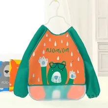 Детские нагрудники; Одежда для младенцев с длинными рукавами; водонепроницаемый халат для кормления с рисунком животных; детский халат с рисунком; аксессуары для кормления