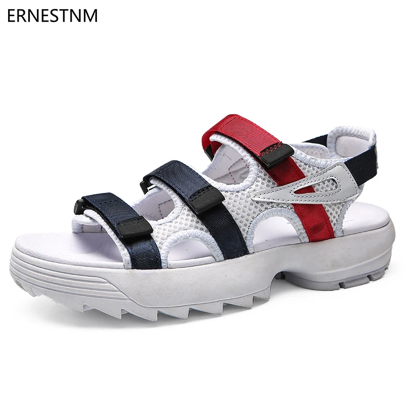 

ERNESTNM 2019 Women Sandals Platform Sandals White Jelly Shoes Square Heel Hook & Loop Shoes Size 36-41 Zandalias Verano Mujer