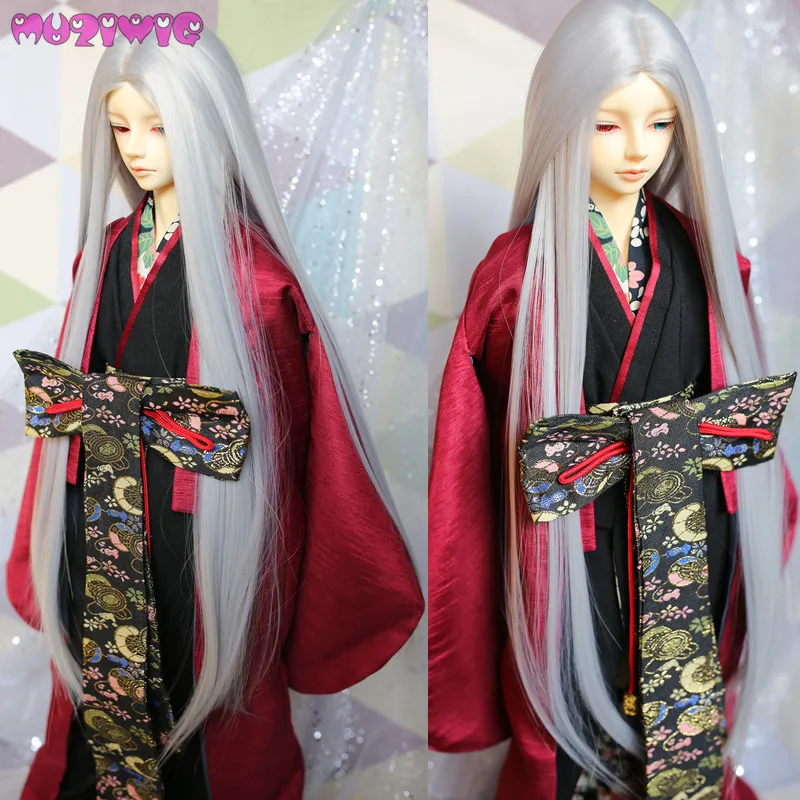 MUZIWIG Synthetic Ancient Style White Purple Green Silver grey Long Straight doll wig hair for bjd 1/3 dolls wigs accessories