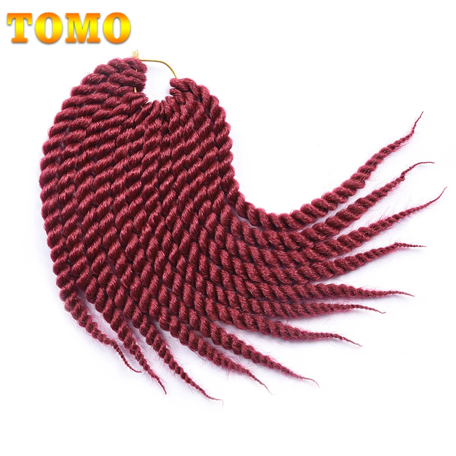 

TOMO 12" 18" Crochet Braids Senegalese Twist For Kids 12Roots/Pack Ombre Red Crochet Hair Synthetic Braiding Hair Extensions