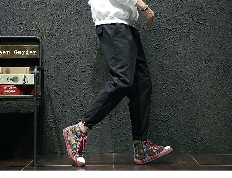 Японский Корейский стиль повседневные мужские прямые шаровары из чистого хлопка модные свободные брюки