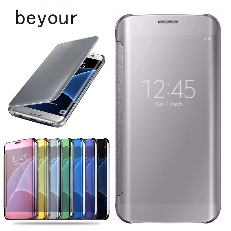 

Smart Clear View Mirror Flip Case For Samsung Galaxy S5 S6 S7 Edge Note5 Note8 S8 Plus Phone Cover For Samsung S7 S9 Coque