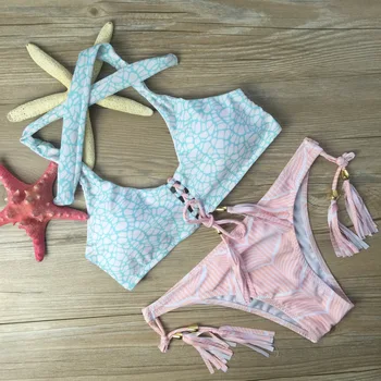 

Bikinis Women 2018 Sexy Swimwear Push Up Swimsuit Female Bikini Halter Summer Beach Swim Wear Bathing Suit Women Lace Bikini Set