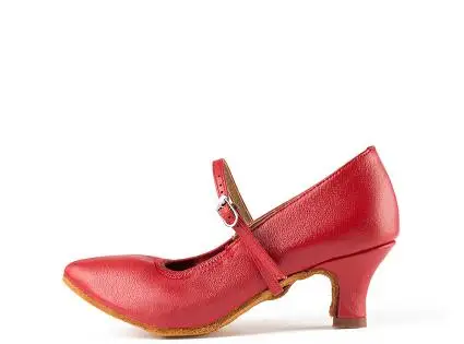 Обувь для бальных танцев из натуральной кожи; женская обувь для аэробики; спортивная обувь для взрослых; цвет коричневый; высокое качество; Современные женские Танцевальные Кроссовки; BD 125 - Цвет: Red heel 55mm
