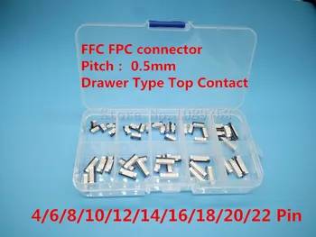 

50pcs FFC FPC connector 0.5mm 4/6/8/10/12/14/16/18/20/22 Pin Drawer Type Top Contact Flat Cable Connector Socket Sets