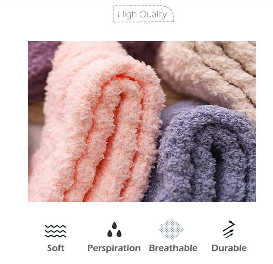 New Autumn And Winter Small Ball Candy Color Tube Women`s Coral Fleece Thick Warm Casual Adult Ladies Pile Home Sleep Socks (7)