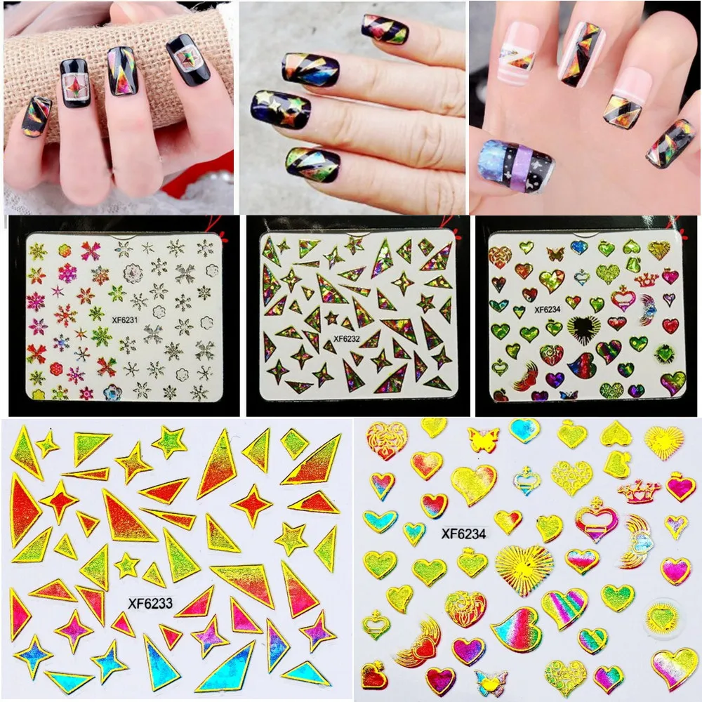 24 шт наклейки для ногтей DIY Красота фантазия блестящий цвет бронзовая печать