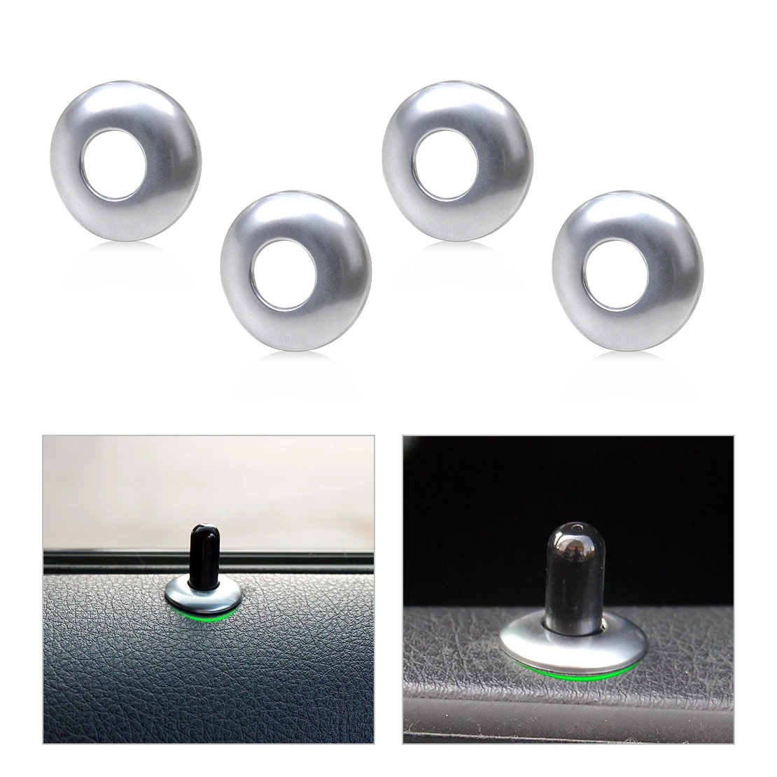 Dwcx Car Styling Chrome 4pcs Car Door Lock Knob Grommet Ferrule