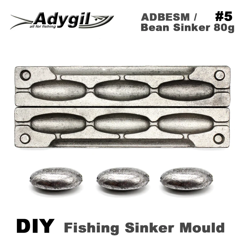 Adygil DIY Fishing Bean Sinker Mould ADBESM/#5 Bean Sinker 80g 3