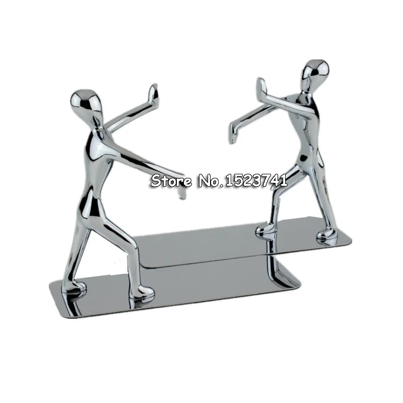 1 Pair/Lot Fashion Cool Metal Stainless Steel Human Shaped Bookend for boys girls party gift