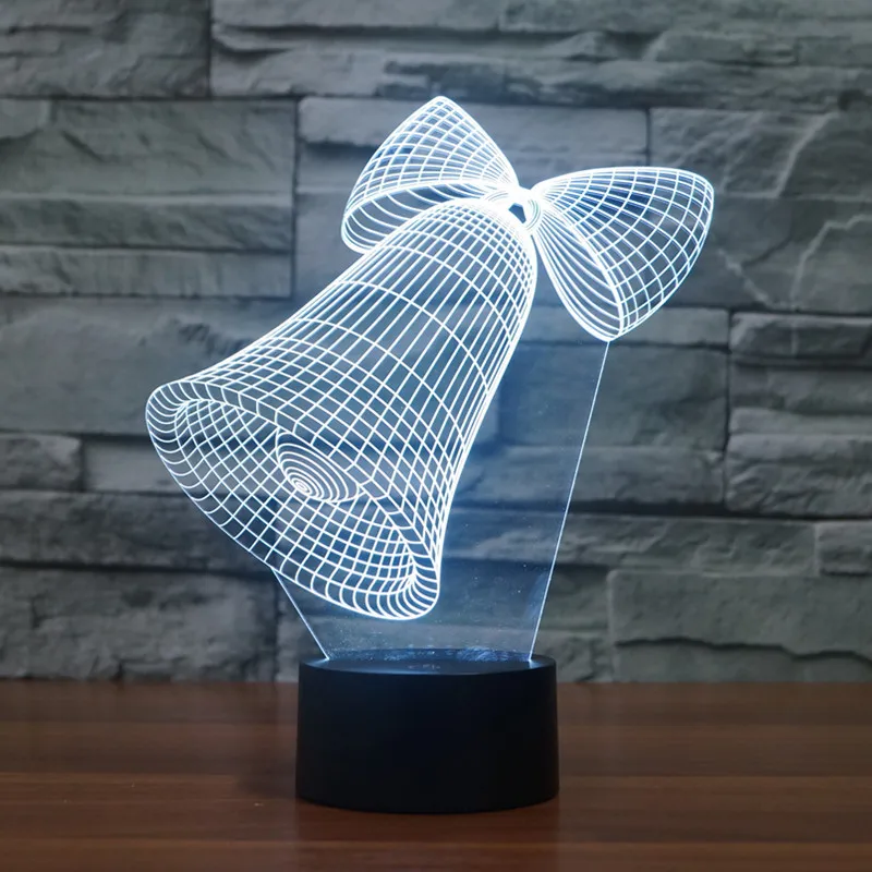 

Creative christmas bell shape 3d illusion lamp colorful touch LED visual night light christmas party decor atmosphere table lamp
