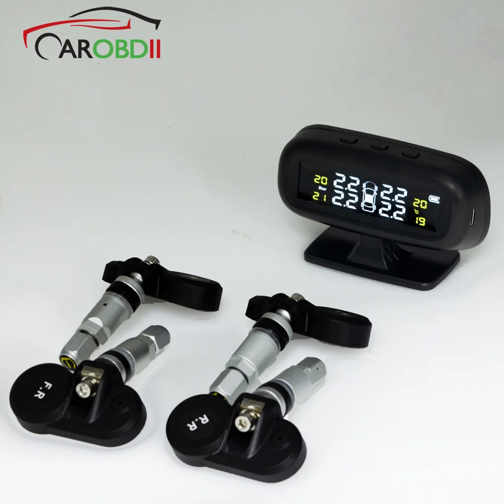 

Digital LCD Display Auto Security Alarm Systems Solar Energy Car TPMS Tire Pressure Monitoring System with 4 External Sensor
