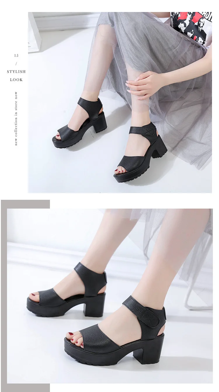 QSR/Женская обувь; коллекция года; летние женские босоножки; обувь на высоком каблуке; Босоножки на платформе с открытым носком на толстом каблуке; цвет белый