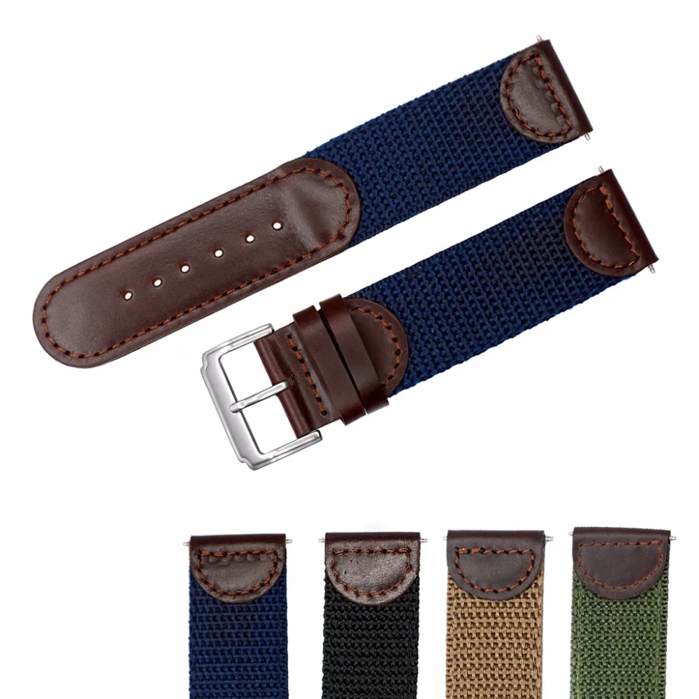 YQI 16mm 18mm 20mm 22mm 24 Italian Genuine Leather with Nylon Watch