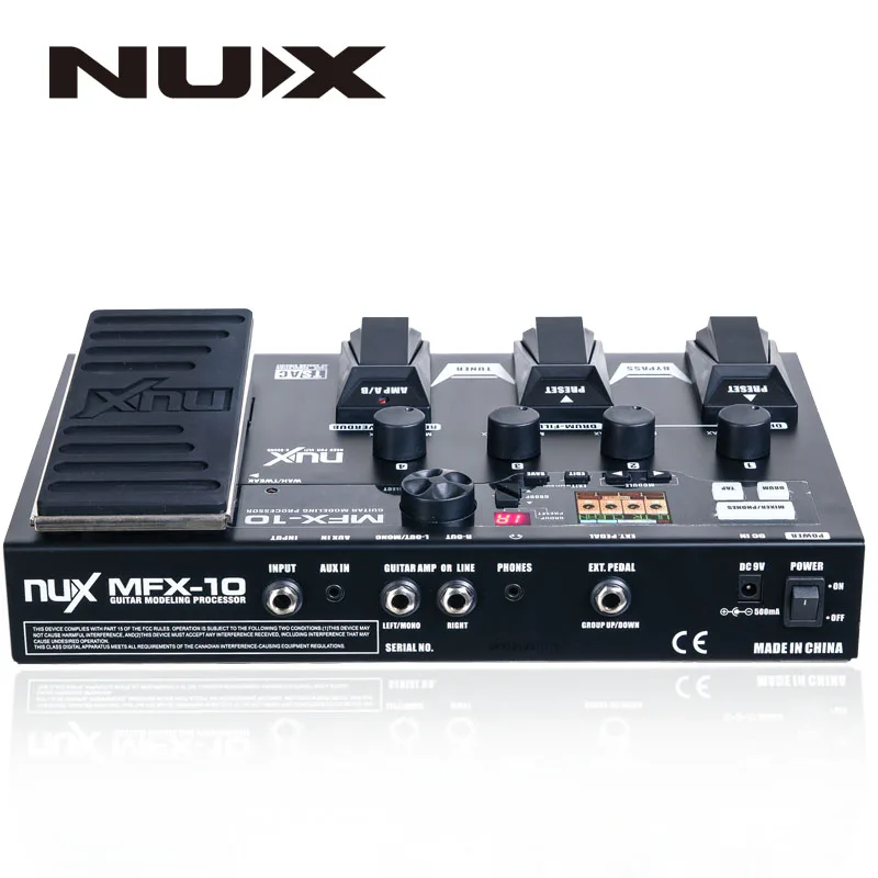 NUX MFX-10 Multi-Effects Processor Guitar Pedal, 55 Effect types, AUX-in, LCD Display