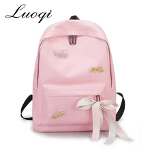 

Luoqi Large Capacity Backpack Female Preppy School Bags for Teenage Girls Canvas Travel Backpack Girls Bowknot Backpack Mochila