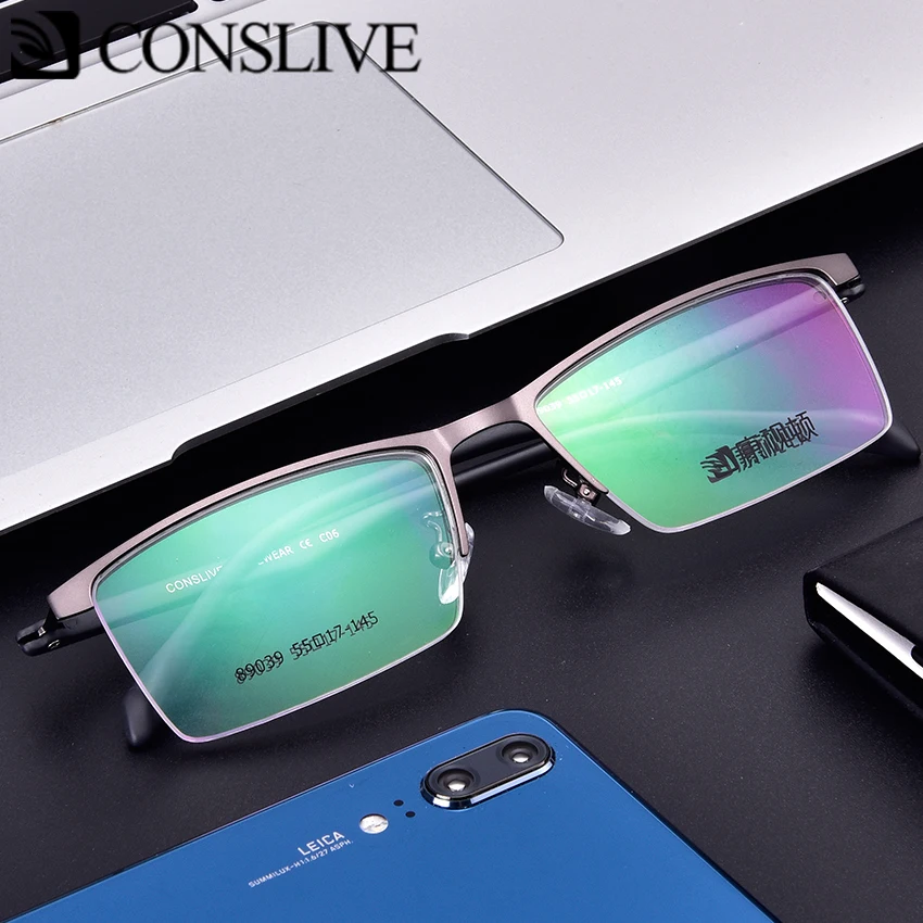 

2019 Browline Eye Glass Frame for Men Half Rimless Ophthalmic Glasses Optical Spectacles Frame Square Mens Formal Eyeglasses