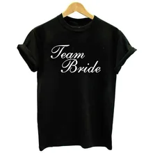 Команда Невеста Ulzzang футболка Femme летом О-образным вырезом свободные Для женщин футболка Для женщин топы S-3XL дропшиппинг