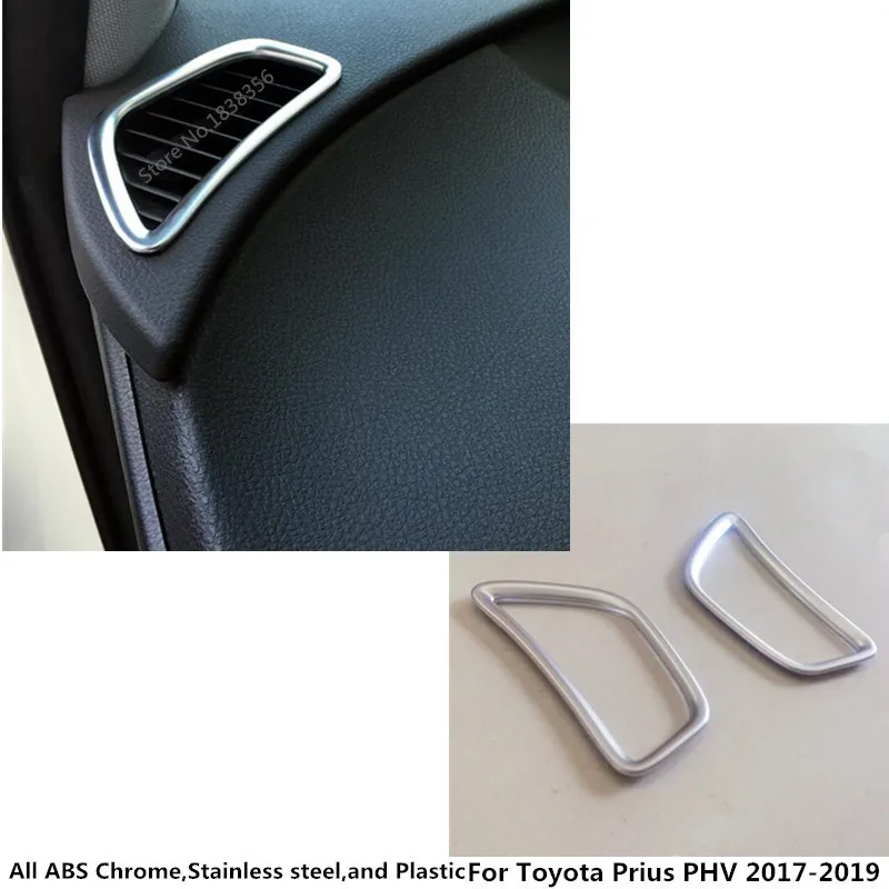 

For Toyota Prius PHV 2017 2018 2019 car ABS Matte sticker front Air conditioning Outlet Vent garnish frame lamp trim 2pcs
