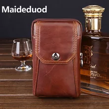 Maideduod модные мужские сумки из натуральной кожи с высококачественной воловьей кожи для мобильного телефона, Мужские поясные сумки, Мужская поясная сумка