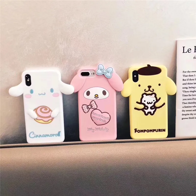 

Cute cartoon 3D pink bunny My Melody mobile phone case iPhone 6 6s 7 8 Plus X XR XS Max soft silicone case Fundas Coque Capa