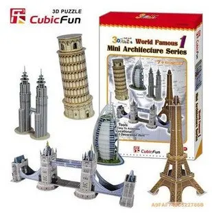 

CubicFun 3D puzzle paper model Child gift DIY toy creative world famous 1 MINI architecture series free shipping hot sale C056h