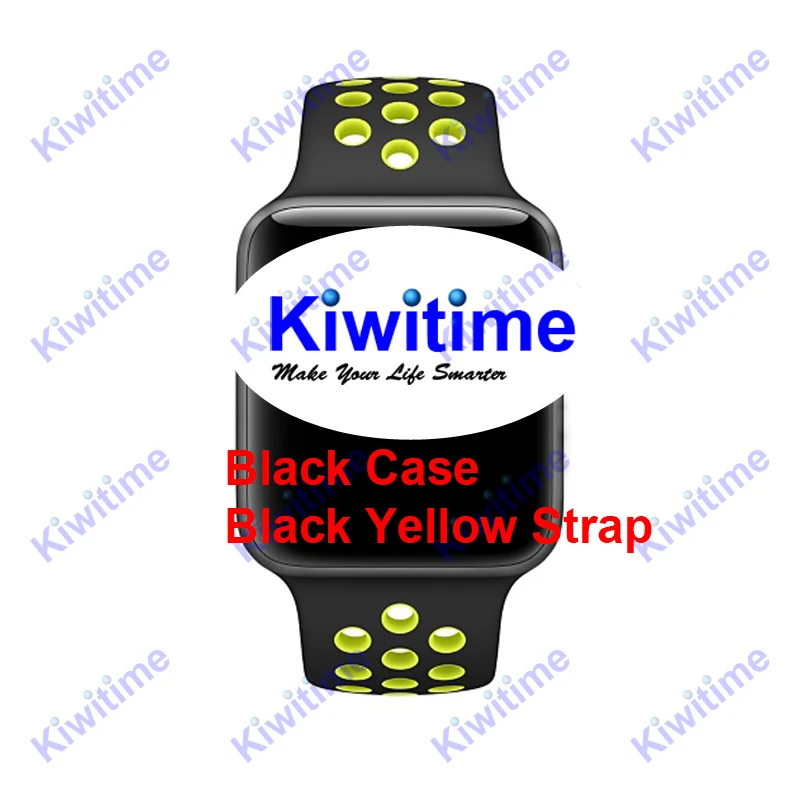 KIWITIME Смарт Браслет для проверки сердечного ритма 8 Bluetooth подключен 44 мм серии Smartwatch для iOS iPhone 5 6 7 samsung 2 телефона Android Apple Watch 4 - Цвет: Black Yellow