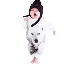 Осенняя хлопковая одежда для маленьких мальчиков; Одежда для новорожденных Одежда для маленькой девочки длинные рукава Полар-флиса с рисунком медведя детские комбинезоны с рисунками Комбинезон для малышей