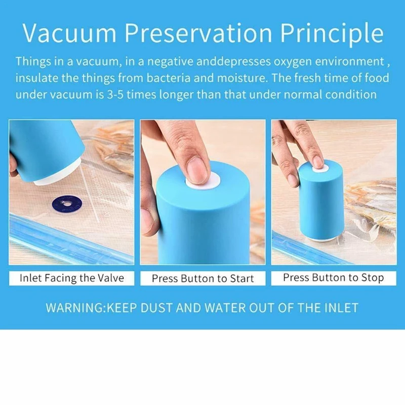 Mini Automatic Compression Vacuum Pump with Bags Househoud Snack Fresh Food Rod Strip Kitchen Tool With Bag Sealer Clamp