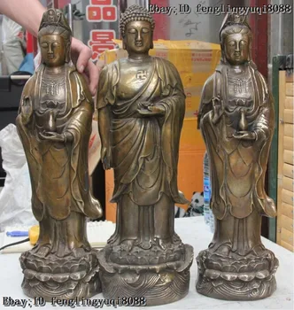 

Discount 55% Old Tibet Buddhism Bronze Three Saints of the West Buddha Sakyamuni Kwan-yin Set