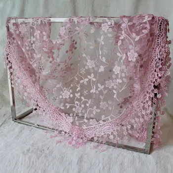 

Top Sell Women Lady Lace Flower Scarf Tassel Sheer Scarf Metallic Women Silk Triangle Bandage Floral Scarves Shawl Accessories