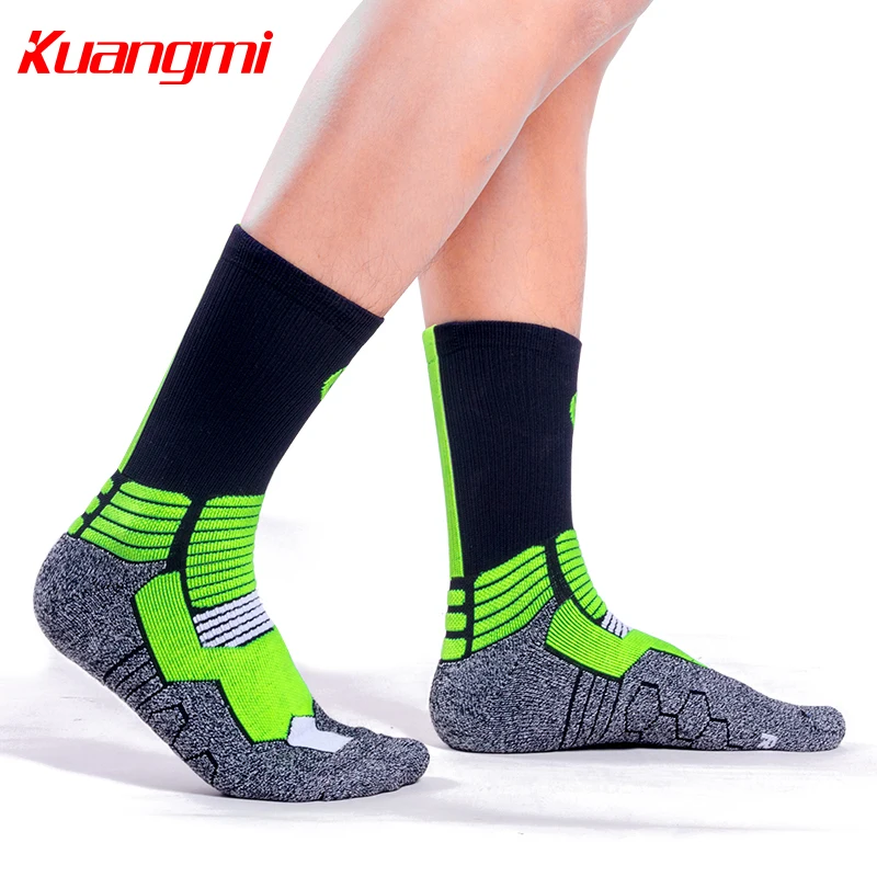 Kuangmi 1 пара чесаные хлопчатобумажные баскетбольные носки удобные и дышащие