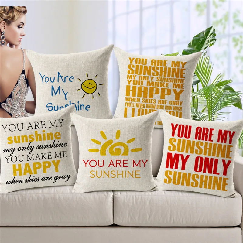 

Cartoon Style Colorful Letters Pillow Set Red Yellow Blue Decoration Pillow Apartment Dormitory Bed Square Pillowcase Polyester