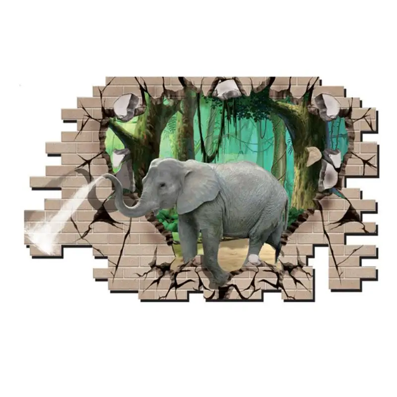Стикер на стену, креативный 3D, африканский слон, съемный стикер для комнаты, цепь, мост, домашний стикер, слон, самоклеющаяся наклейка