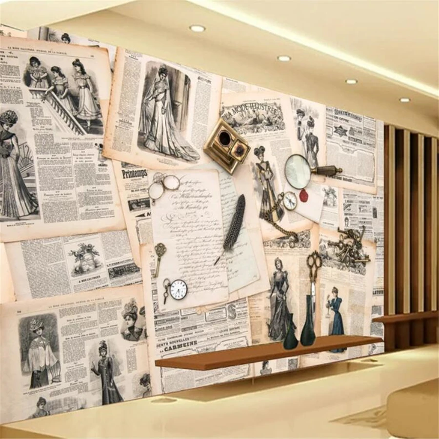 Wellyu European Retro Newspaper Background Wall Paper Custom 3d Photo Murals Retro Nostalgic European And American Wallpaper Wallpapers Aliexpress