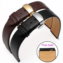 Hight Quality 18 15mm 18 16mm Genuine Leather Watch band Black Leather Smart Watch accessories For