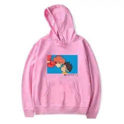 Толстовка с капюшоном Ponyo on the Cliff, женская, лаконичная и милая, розовая, забавная, анимационная, уличная, в японском стиле, XXS-4XL