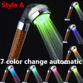 Crystal led ручной Насадки для душа LED Турмалин SPA АНИОН душ ducha chuveiro Освещение Ванная