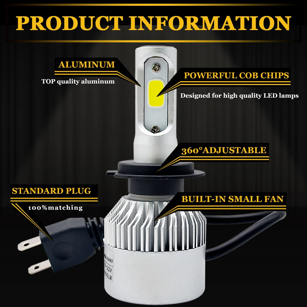 H11 Led H1 H7 H4 H3 H8 H27 HB3 HB4 9005 9006 881 Светодиодная лампа для фар 72 Вт 8000LM 6500 к автомобильная