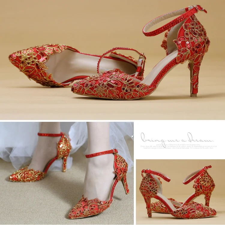 

White Lace Flower Wedding Shoes Appliques Poited Toe Spike Heel Women Sandals with Ankle Strap for Party Banquet Bridesmaid