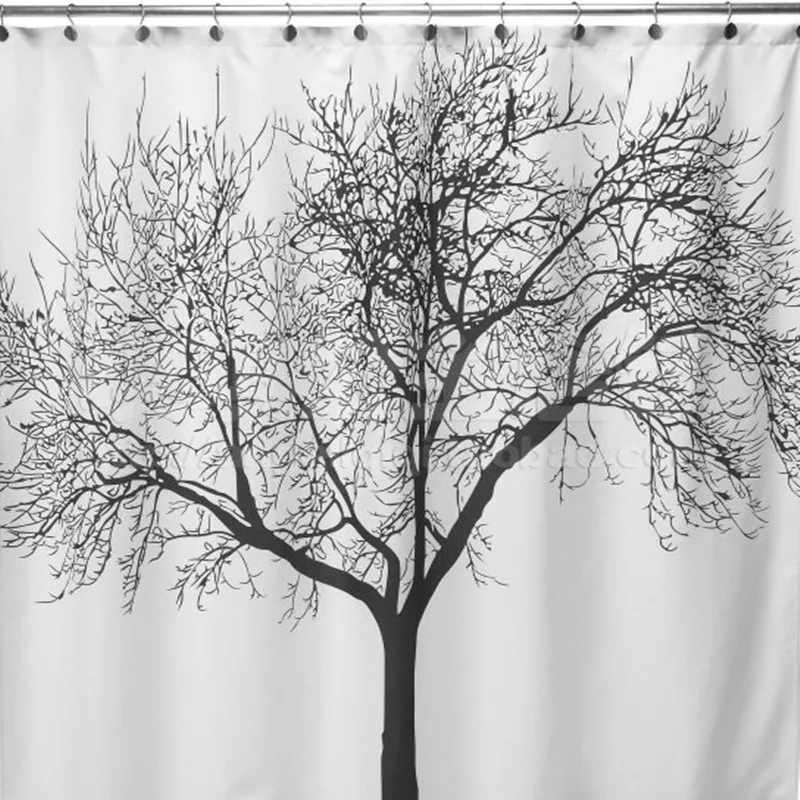 

180x180CM Shower Curtains Tree Design Polyester Waterproof Bathroom Bath Shower Curtain Free 12 Hooks hot selling