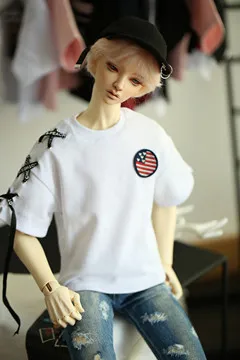 BJD shirt half sleeve T-shirt with ribbons for 1/3 BJD SD DD doll size uncle SSDF ghost 2 size doll accessories BJD clothes - Цвет: Белый