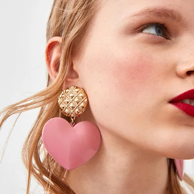 

Fashion Multi-Color Acrylic Acetic Acid Drop Ear for Women Earrings Girl Personality Simple Geometric Heart Female Pendant E72