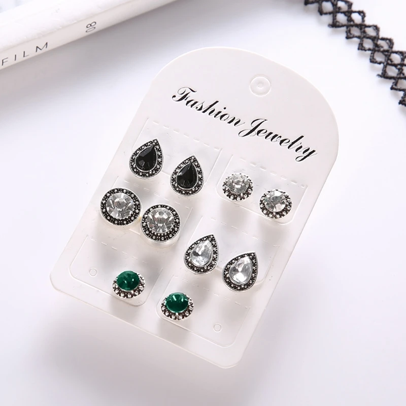 

Wholesale Bohemian 5 Pairs Shiny Cubic Zircon Austrian Crystal Assorted Stud Earrings Set