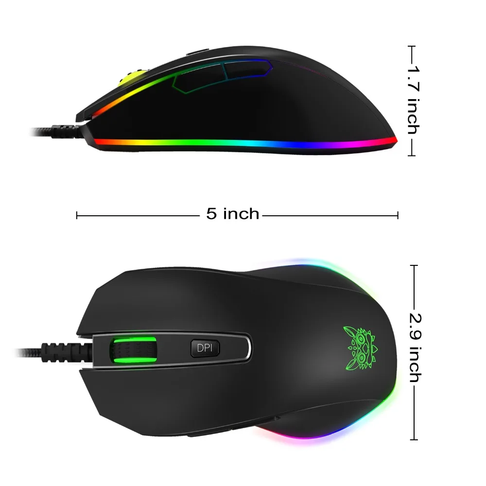 ONIKUMA CW60 8000 DPI Wired Gaming Mouse Mice 6 Buttons Design Breathing LED Colors for Gamer PC MAC (13)