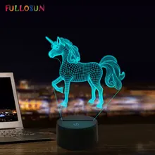 Lampe LED licorne de dessin animé, Illusion 3D, nouveauté, cadeau pour chambres d'enfants, veilleuse créative