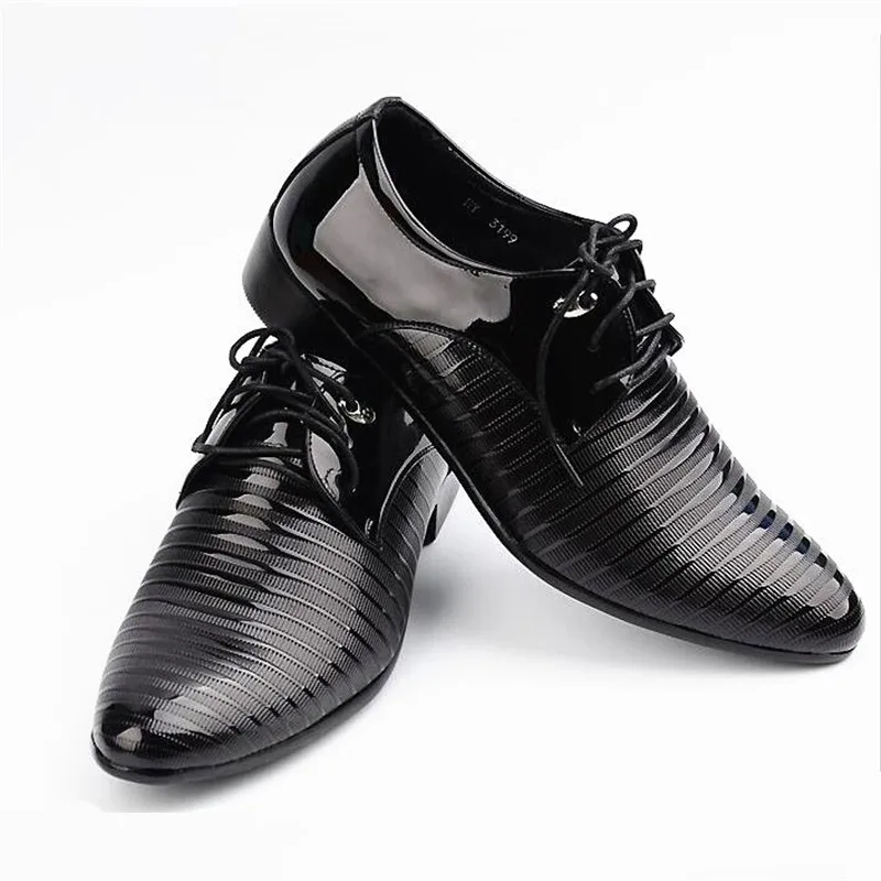 movechain New Fashion Men's Lace-Up PU Leather Dress Business Office Shoes Mens Wedding Flats Man Casual Party Driving Oxfords